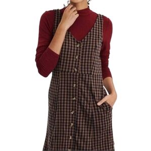 American Eagle Plaid Button Down Pinafore Jumper Fall‎ Mini Dress Medium